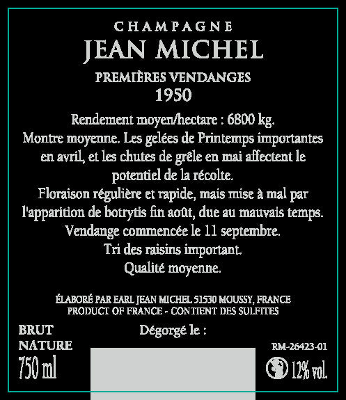 1950年 シャンパーニュ ジャン・ミッシェル Champagne Jean Michel Millesime